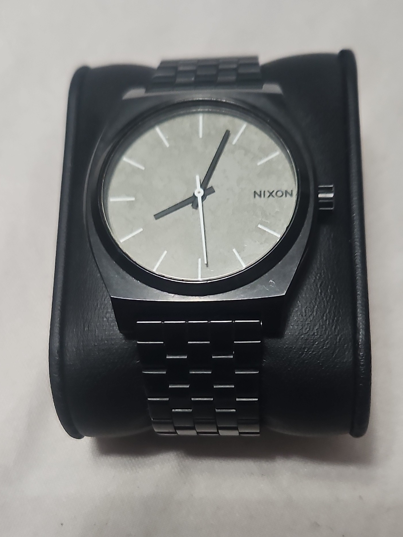 Nixon Black Stainless Steel Watch With Silver Dial